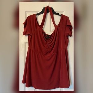 Red hauler cold shoulder shirt